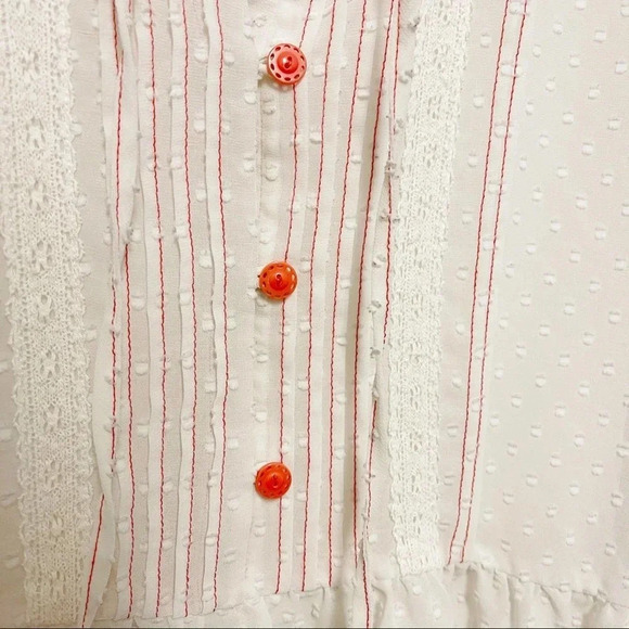 Matilda Jane Light the Way Blouse - EUC - Sheer Boho Peasant Top - Swiss Dot - Picture 6 of 9